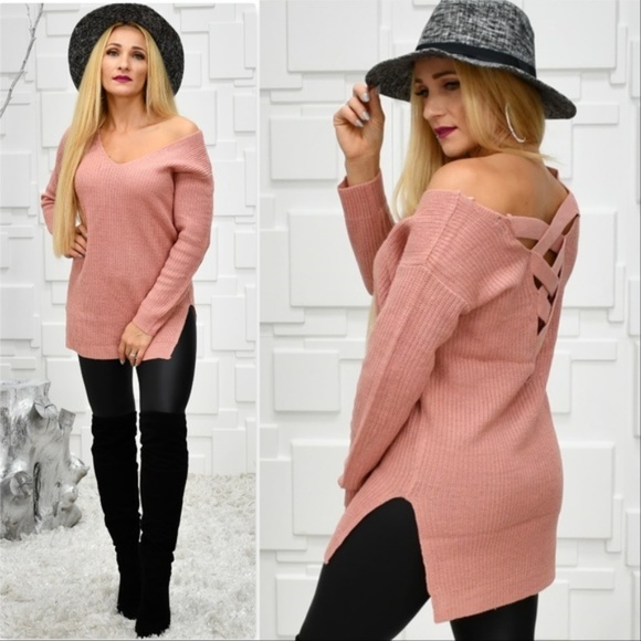 NIKI Cage Back Blush Sweater - Picture 2 of 3